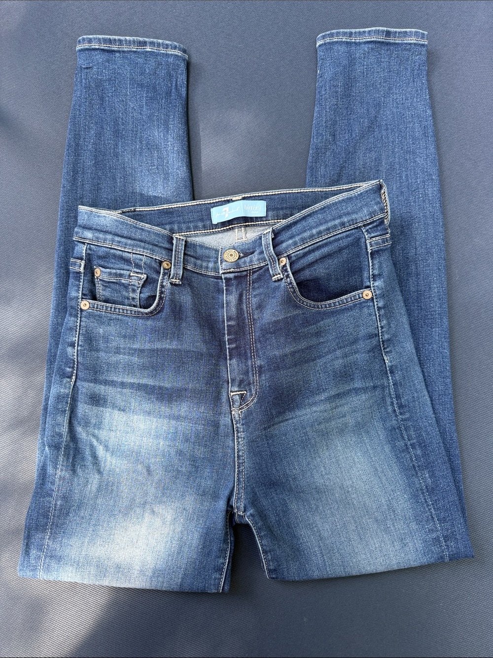 7 For All Mankind Women's Skinny Jeans - Blue Mid Wash